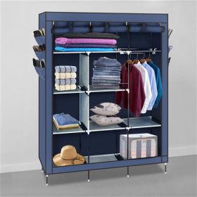 High Foot Canvas Free Side Fabric Wardrobe In Dark Blue