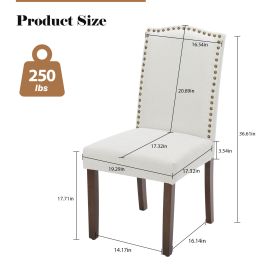 Modern Armless Dining Chairs With Upholstered Fabric,Nailhead Trim And Wood Legs