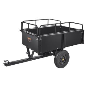 VEVOR Heavy Duty ATV Trailer Steel Dump Cart, 750-Pound 15 Cubic Feet, Garden Utility Trailer With Removable Sides For Riding Lawn Mower Tractor