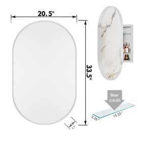 20x34 Inch Oval Recessed Metal Frame Bathroom Wall Cabinet With Mirror And Adjustable Shelves Unavailable Platforms- Temu