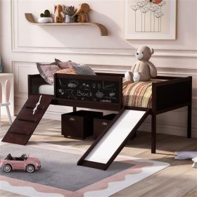 Double Loft Bed Wooden Bed With Two Storage Compartments - Espresso