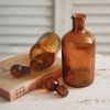 Set of Two Amber Glass Bottles with Stoppers - Perfect for Essential Oils and DIY Projects