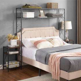 Queen Size Bed Frame With 2 Nightstands, Headboard With Locker, Easy To Assemble, Suitable For Bedrooms