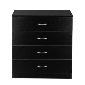 4-drawer Bedside Storage Cabinet, Black