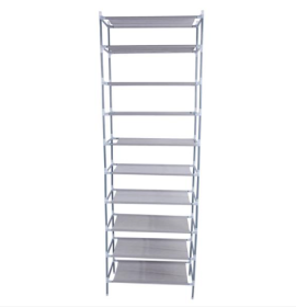 Combination Type Simple Shoe Rack Without Dust Cover, 10 Layers Of 30 Pairs Of High Foot Shoe Racks, Gray Tube