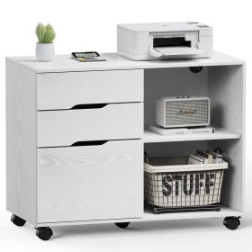 3 Drawer Mobile Rolling Lateral File Cabinet For Home Office And Kids Room