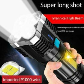 POWERFUL Tactical Quad-Core Super Bright Torch LED Flashlight USB Rechargeable Camping