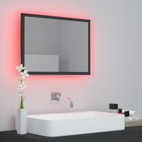 vidaXL LED Bathroom Mirror Gray 23.6"x3.3"x14.6" Acrylic