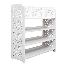 Wood Plastic Panel-4 Layer Carved Shoe Rack