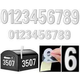 2sets Reflective Mailbox Numbers Sticker, Decal Die Cut Classic Style Vinyl Waterproof Number Self Adhesive (3" X 1 Set , 4" X 1 Set) For Signs, Door