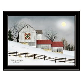 Trendy Decor 4U "Christmas Star Quilt Block Barn" Framed Wall Art, Modern Home Decor Framed Print for Living Room