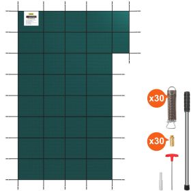 VEVOR Inground Pool Safety Cover, 20 x 40 ft Rectangular Winter Pool Cover with Right Step, Triple Stitched, High Strength Mesh PP Material