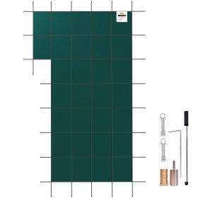 VEVOR Inground Pool Safety Cover, 18 x 34 ft Rectangular Winter Pool Cover with Left Step, Triple Stitched, High Strength Mesh PP Material