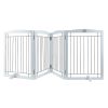 VEVOR Free Standing Dog Gate, 32" H x 96.5" W Freestanding Pet Gate, 4 Panels Foldable Dog Gate for Wide and Narrow Passageways