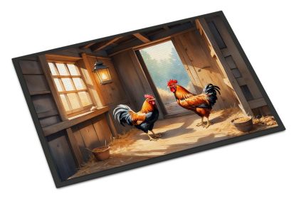 Chickens in the Coop Doormat Front Door Mat Indoor Outdoor Rugs for Entryway, Non Slip Washable Low Pile, 24H X 36W