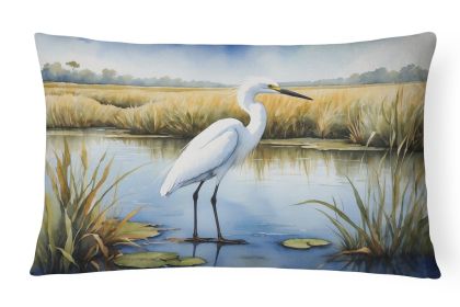 Birds, Birds, Birds Throw Pillow Throw Pillow for Indoor Couch Bed Outdoor Patio Washable, Snowy Egret 7533,12Hx16W