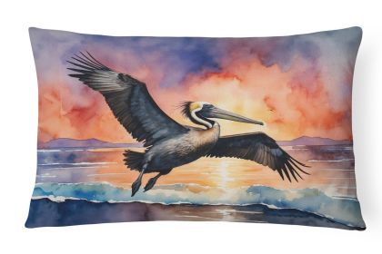 Birds, Birds, Birds Throw Pillow Throw Pillow for Indoor Couch Bed Outdoor Patio Washable, Pelican Fiery Sunset 7509,12Hx16W