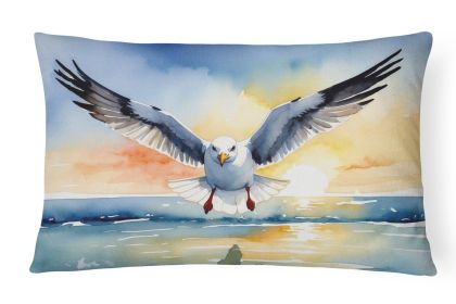 Birds, Birds, Birds Throw Pillow Throw Pillow for Indoor Couch Bed Outdoor Patio Washable, Gull Flying Low 7517,12Hx16W