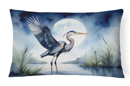 Birds, Birds, Birds Throw Pillow Throw Pillow for Indoor Couch Bed Outdoor Patio Washable, Blue Heron Moonlight 7496,12Hx16W