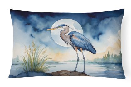 Birds, Birds, Birds Throw Pillow Throw Pillow for Indoor Couch Bed Outdoor Patio Washable, Blue Heron Moonlight 7494,12Hx16W