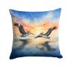 Pelicans Flying Throw Pillow Machine Washable, Indoor Outdoor Decorative Pillow for Couch, Bed or Patio, 18Hx18W