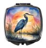 Blue Heron Setting Sun Compact Mirror Decorative Travel Makeup Mirror for Women Girls Gifts Pocket Makeup Mirror Folding Handheld