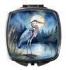 Blue Heron Under the Moonlight Compact Mirror Decorative Travel Makeup Mirror for Women Girls Gifts Pocket Makeup Mirror Folding Handheld