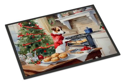 Jack Russell Terrier Christmas Cookies Doormat Front Door Mat Indoor Outdoor Rugs for Entryway, Non Slip Washable Low Pile, 24H X 36W