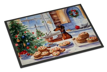 Dachshund Christmas Cookies Doormat Front Door Mat Indoor Outdoor Rugs for Entryway, Non Slip Washable Low Pile, 24H X 36W