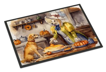 Yellow Lab Fall Kitchen Pumpkins Doormat Front Door Mat Indoor Outdoor Rugs for Entryway, Non Slip Washable Low Pile, 24H X 36W