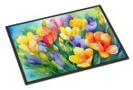 Freesias in Watercolor Doormat Front Door Mat Indoor Outdoor Rugs for Entryway, Non Slip Washable Low Pile, 24H X 36W