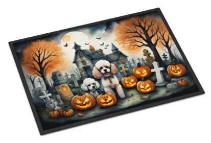 Poodle Spooky Halloween Doormat Front Door Mat Indoor Outdoor Rugs for Entryway, Non Slip Washable Low Pile, 24H X 36W