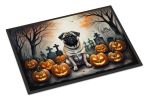 Fawn Pug Spooky Halloween Doormat Front Door Mat Indoor Outdoor Rugs for Entryway, Non Slip Washable Low Pile, 24H X 36W