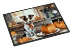 Jack Russell Terrier Fall Kitchen Pumpkins Doormat Front Door Mat Indoor Outdoor Rugs for Entryway, Non Slip Washable Low Pile, 24H X 36W