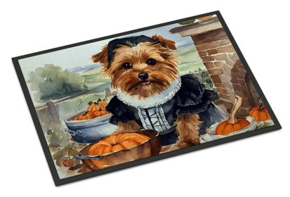 Norfolk Terrier Fall Kitchen Pumpkins Doormat Front Door Mat Indoor Outdoor Rugs for Entryway, Non Slip Washable Low Pile, 24H X 36W