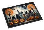 Keeshond Spooky Halloween Doormat Front Door Mat Indoor Outdoor Rugs for Entryway, Non Slip Washable Low Pile, 24H X 36W