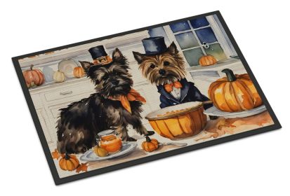 Cairn Terrier Fall Kitchen Pumpkins Doormat Front Door Mat Indoor Outdoor Rugs for Entryway, Non Slip Washable Low Pile, 24H X 36W