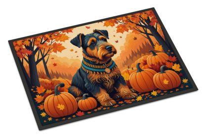 Airedale Terrier Fall Doormat Front Door Mat Indoor Outdoor Rugs for Entryway, Non Slip Washable Low Pile, 24H X 36W