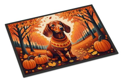 Dachshund Fall Doormat Front Door Mat Indoor Outdoor Rugs for Entryway, Non Slip Washable Low Pile, 24H X 36W