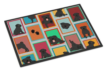 Lots of Black Pug Doormat Front Door Mat Indoor Outdoor Rugs for Entryway, Non Slip Washable Low Pile, 24H X 36W