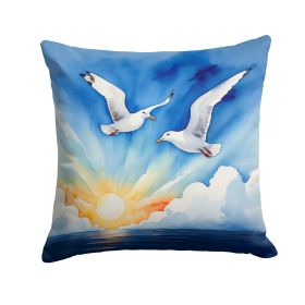 Gulls Soaring High Throw Pillow Machine Washable, Indoor Outdoor Decorative Pillow for Couch, Bed or Patio, 18Hx18W