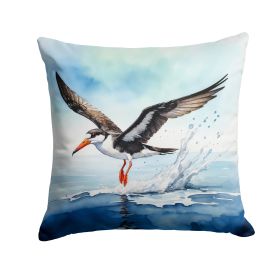 Black Skimmer Throw Pillow Machine Washable, Indoor Outdoor Decorative Pillow for Couch, Bed or Patio, 18Hx18W