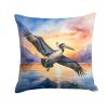 Pelican Fyling at Sunrise Throw Pillow Machine Washable, Indoor Outdoor Decorative Pillow for Couch, Bed or Patio, 14Hx14W