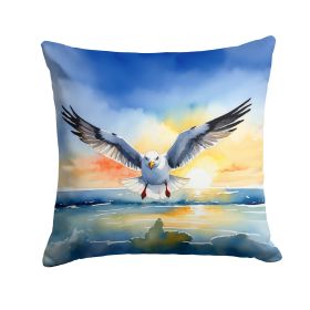 Gull Flying Low Throw Pillow Machine Washable, Indoor Outdoor Decorative Pillow for Couch, Bed or Patio, 14Hx14W