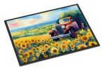 Kansas Sunflowers in Watercolor Doormat Front Door Mat Indoor Outdoor Rugs for Entryway, Non Slip Washable Low Pile, 24H X 36W