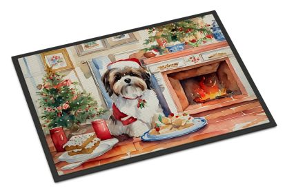 Lhasa Apso Christmas Cookies Doormat Front Door Mat Indoor Outdoor Rugs for Entryway, Non Slip Washable Low Pile, 24H X 36W