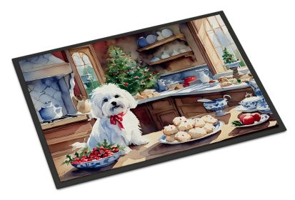 Maltese Christmas Cookies Doormat Front Door Mat Indoor Outdoor Rugs for Entryway, Non Slip Washable Low Pile, 24H X 36W