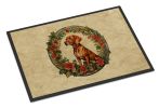 Vizsla Christmas Flowers Doormat Front Door Mat Indoor Outdoor Rugs for Entryway, Non Slip Washable Low Pile, 24H X 36W