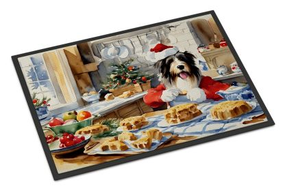 Bearded Collie Christmas Cookies Doormat Front Door Mat Indoor Outdoor Rugs for Entryway, Non Slip Washable Low Pile, 24H X 36W