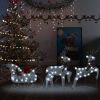 Reindeer & Sleigh Christmas Decoration 60 LEDs Outdoor Silver